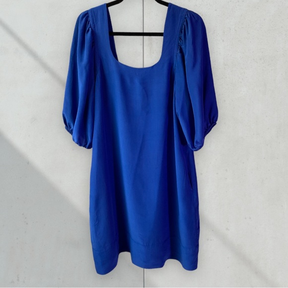 Express Dresses & Skirts - Express 100% Silk Dress Cobalt Blue Banded with Pockets Size Large